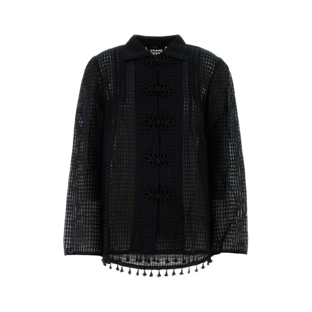 Bode Women Black Cotton Blend Surrey Shirt